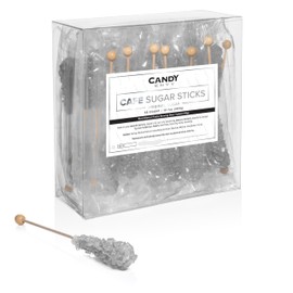 Candy Envy - 18 ct Silver Cafe Sugar Sticks Rock Candy - Individually Wrapped - Original Sugar Flavor