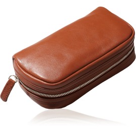 Blue Sincere Xpee PB5 Square Pouch, Small Items, Genuine Leather, Men's, Women's, Rectangular, Gusset, Large Capacity, Freestanding, Gadget Case, Cosmetic Pouch, Leather Pouch,, retro camel