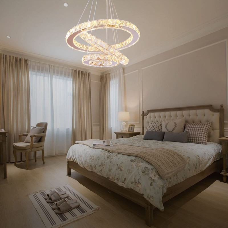 Dixun Dimmable LED Chandeliers Modern Ceiling Light Fixture 3 Rings