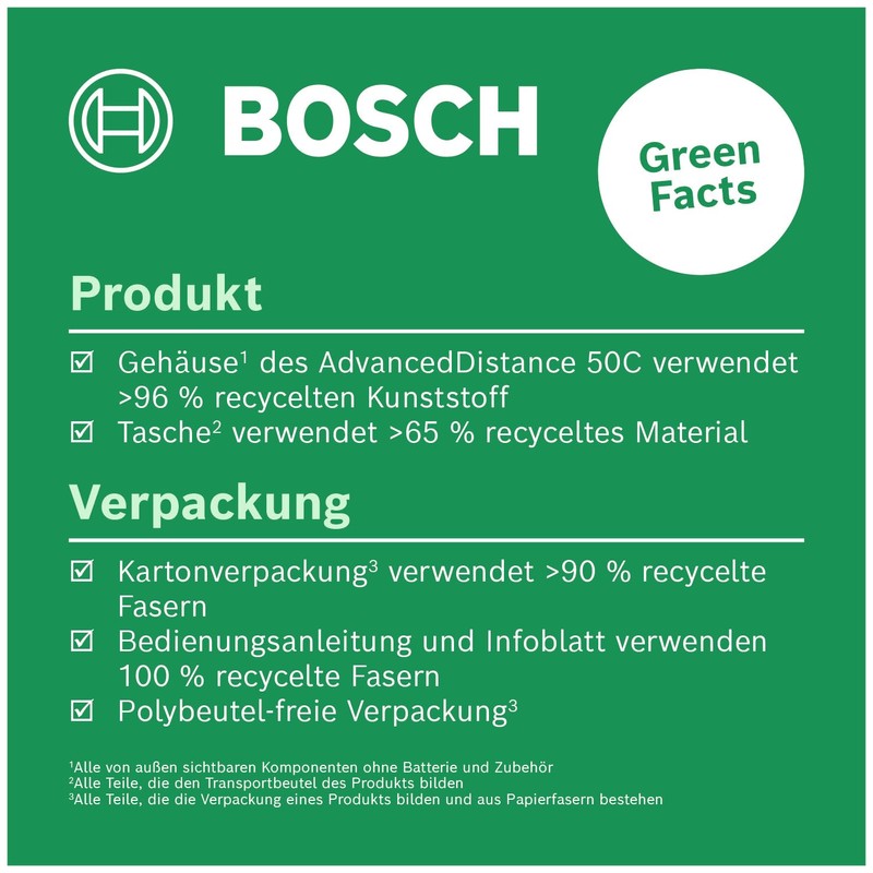 Bosch Laserentfernungsmesser AdvancedDistance 50 C (Distanz bis 50m präzise messen,