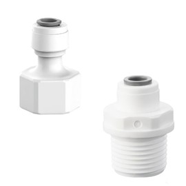 Bamyli 1/4 Inch RO Water Straight Pipe Fitting to 1/2 Inch Female/Male Thread Push In Quick Connector Pack of 2 Universal Connection Kit Hose Connector Water Inlet Line Connection Adapter