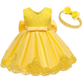 Jup'Elle Baby Girls Dresses Party Birthday Wedding Little Flower Girl Formal Yellow Dress for Babies 6 Months