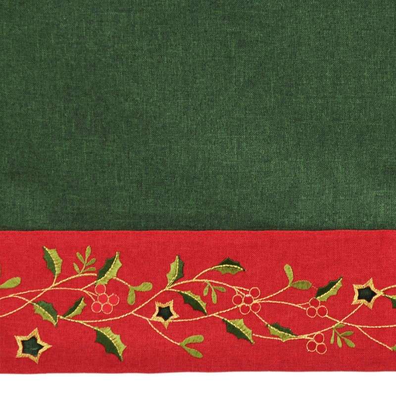 Mr Crimbo 70" Round Christmas Tablecloth Green Red Holly Polyester