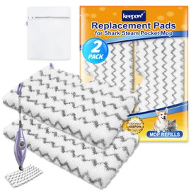 KEEPOW Steam Mop Replacement Pads 2 Pack Compatible with Shark S3500 Series S3501 S3601 S3550 S3901 SE450 S3801CO S3601D S2901 S2902 Steamer Pocket Mops Washable Microfiber for All Hard Floors Cleaner
