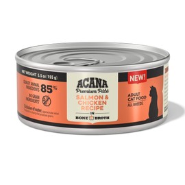 ACANA PREMIUM PATE Wet Cat Food, Salmon & Chicken Recipe in Beef Bone Broth, 5.5oz (Case of 12)