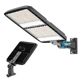 lumenfox LED Parking Lot Light, 300W LED Street Light with Dusk to Dawn Photocell, 5000K Daylight, IP65 Waterproof, Adjustable Arm Mount, AC 120V, Commercial Outdoor Lights for Parking Lot, 1 Pack