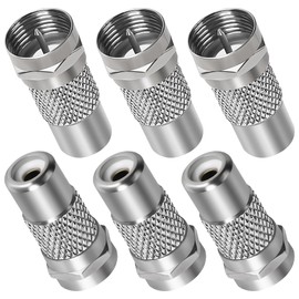 F Type to RCA Connector 6 Pack, RCA Female to F-Plug Coax Coaxial Male RF Video TV Adapter Coupler Converter for Atari 2600 TV/7800 Sega/Coleco/Commodore Game System