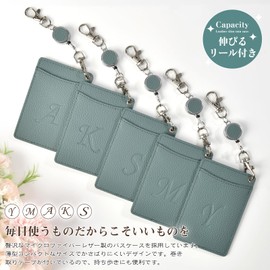 VEISEN Pass Case, Commuter Holder with Reel, Double-Sided, IC Card Case, ID Card, Employee ID Card, Card Case, Kids, Men's, Women's, Reel, Initial, Stretchable, Thin, blue