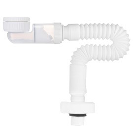 ZYEKIU White Flexible Space-Saving Siphon, Drain Hose Siphon Washbasin, 360° Adjustable Syphon, Odour-Proof Sifon Bathroom Sink for Kitchen Sink with Extendible from 380-930 mm