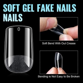 TOMICCA Square Short Nail Tips for Gel Nails, Gel Full Cover Nail Tips, Pre-Shaped Semi-Matte Tips, Nails, Gelly Nail Tips for Acrylic Nails, 192 Pieces, 12 Sizes