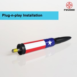 FUTAIHE Bullet Short Antenna Replacement for Dodge Ram & Ford F150 F250 F350 Super Duty Ford Raptor Bronco Trucks Radio Antenna (American Flag)