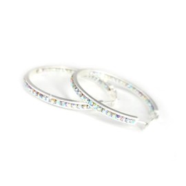 Jacqueline Kent Round Inside Out Chaparral Crystal Hoop Earrings (Silver, 50MM)