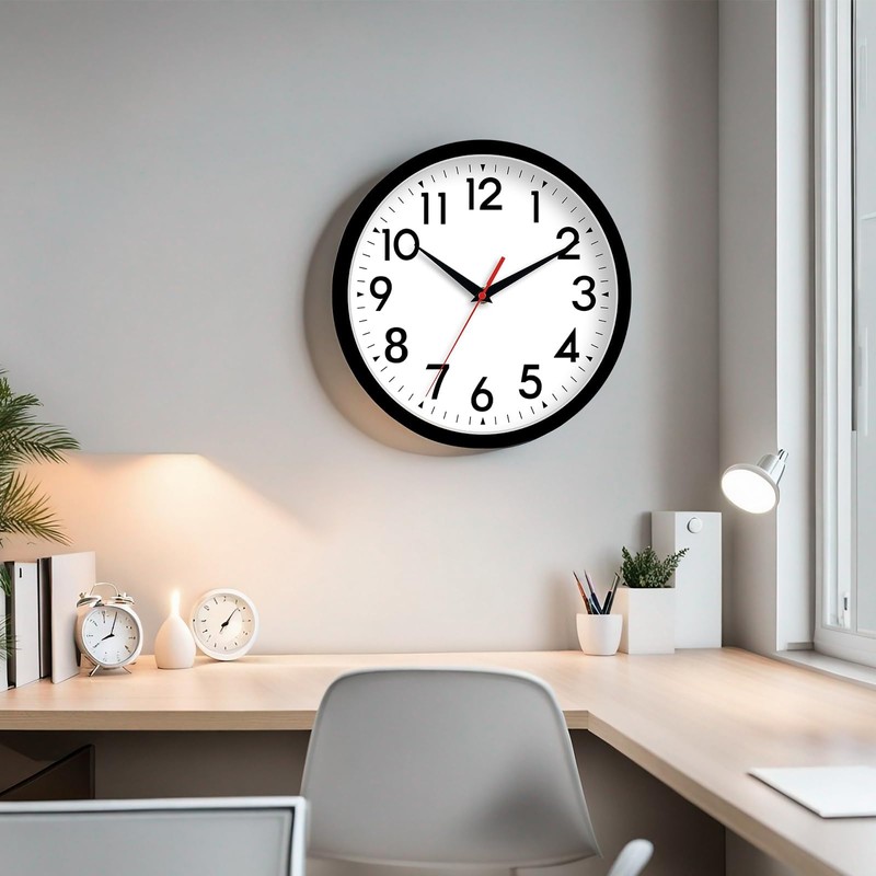 DAXSMY Wall Clock Analog 10 Inch Silent Non Ticking Battery