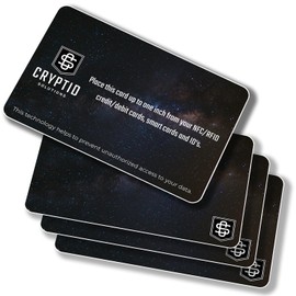 Cryptid Solutions RFID Blocking Cards 4 Pack - Slim, Stylish, and Effective - Defend Your Data with Style - NFC Debit/Credit Card and ID Protector (4) (Space)