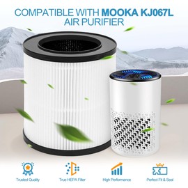 KJ067L Replacement Filter for MOOKA KJ067L Air Purifier, 3-in-1 High-Efficiency Filtration with True Filter, Activated Carbon and Pre-filter, 2 Pack