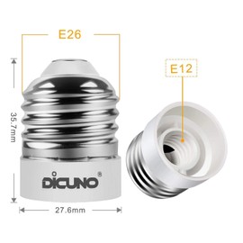 DiCUNO Adaptador de enchufe E26 a E12, convertidor de foco de base E26 a Candelabro E12, 0 ~ 120 V máximo 200 W, 165 ℃ resistente al calor, convertidor de enchufe mediano E26, paquete de 10