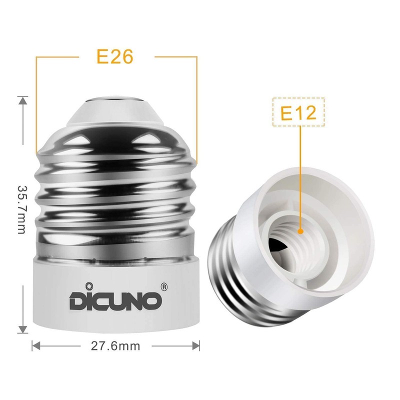 DiCUNO Adaptador de enchufe E26 a E12, convertidor de foco