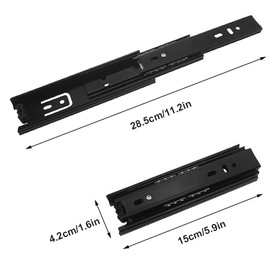 Prmape 2 Pcs Ball Bearing Drawer Runners, Ball Bearing Metal Black Runners Slides Rails Track, 150mm Full Extension Drawer Runner, Heavy Duty 45 kg Load Capacity