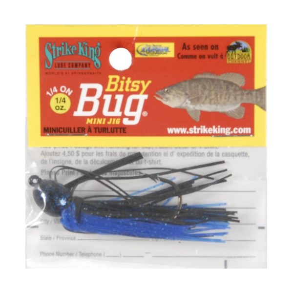 Strike King Bitsy Bug Mini Jig/Black Blue, 0.125-ounce (BBJ18-2)