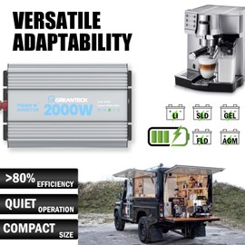 2000 Watt Power Inverter Modified Sine Wave, DC 12V to AC 110V 120V Converter with Dual Sockets, USB Port, LED Display for RV Truck Boat Solar Car Emergency Off Grid