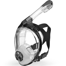 Zacsync Snorkel Set Adult Full Face Snorkel Mask, Masque De Plongée Adulte, 180 Degree Panoramic View, Anti-Fog &Anti-Leak (Clear Black, S/M)