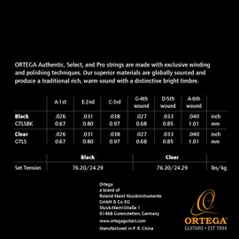 Ortega Guitars Custom Made Strings - Select - Travel Guitar/Guitarlele - Black Nylon Coated (GTLSBK)