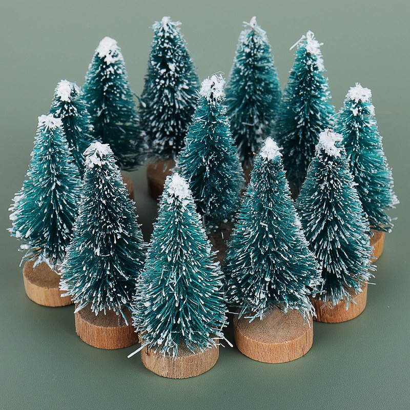 Pack of 12 Mini Christmas Tree, Artificial Bottle Brush, Christmas