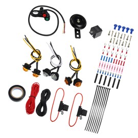 Hihaha Universal LED Turn Signal Horn Kit with Handlebar Toggle Switch Flasher Relay/Street Legal Kit for UTV ATV SXS Scooter/Durable Plastic / 1Set Black