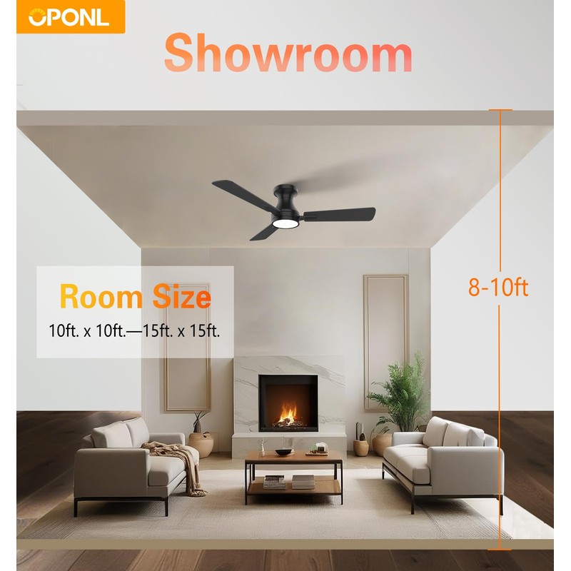 OPONL 42 Inch Black Ceiling Fan with Light with Remote