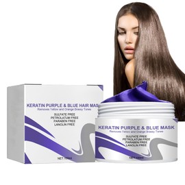 Haarmaske für Trockenes und Blondiertes Haar, Purple Mask, Keratin Haarkur Silber Haar Maske, Blondiertes Oder Gesträhntes Haar, Purple Mask mit Anti-Gelbstich Effekt,100ml conditioner (6)