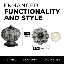 DIY Décor Hub - Pumpkin Cabinet Knobs, Antique Silver & Ceramic Knobs, 20-Pcs Antique Cabinet Knobs, Handles for Cabinets and Drawers, Solid Metal Bore, Silver-Gray, 1.5 inches