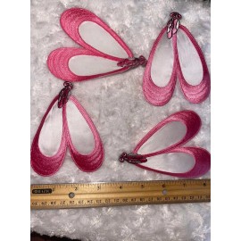 Unbranded Set of 4 pink and white ballet slippers pointe shoes iron on applique patch 4.5"