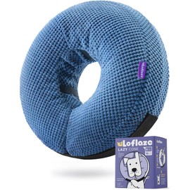 Loflaze Inflatable Dog Cone Collar - Dog Neck Donut Cone Collar Alternative After Surgery - Soft Cone for Large Medium Small Dogs Cats - Alternative Recovery E Collar (Blue, M)