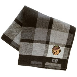 Great British Teddy Bear 001008-0002-02 Crate Fleece Towel Handkerchief Block Check Sherlock Holmes Teddy Bear Embroidery (Gray) Gentleman Men's Towel Hand Towel Approx. 9.8 inches (25 cm)