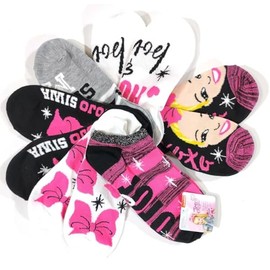 JoJo Siwa Little Girls & Big Girls 6 Pair Pack No Show Colorful Soft Socks (US, Alpha, Large, Regular, Pink Stripes)
