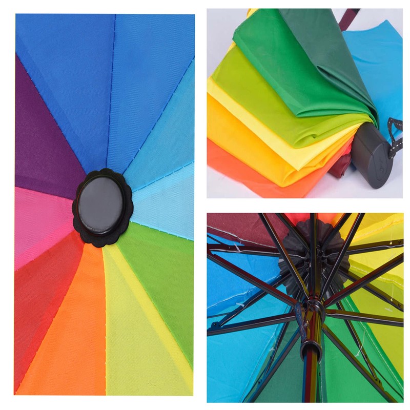 YUEMING Umbrella Windproof Compact Travel Umbrella, Rainbow Umbrella 10 Rib,