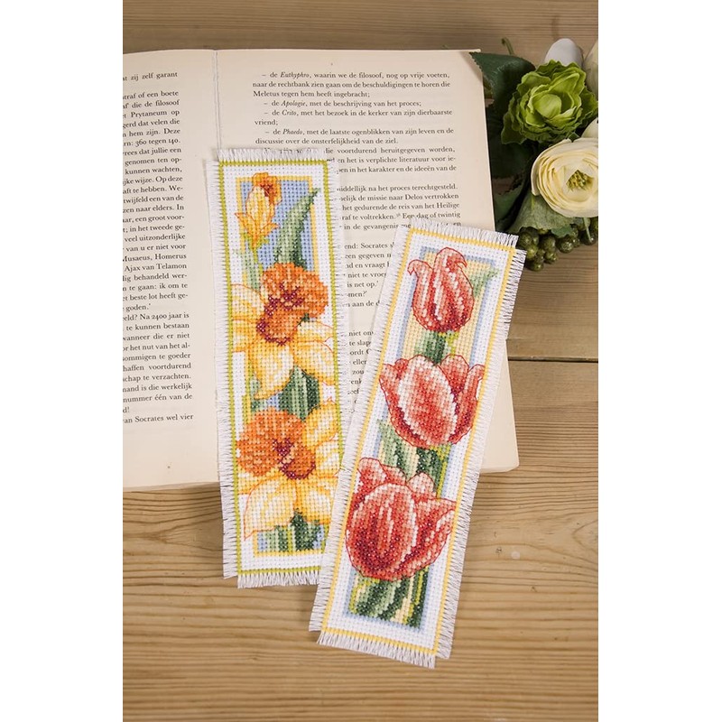 Vervaco Bookmark Cross Stitch Set Flowers Set of 2 Counted