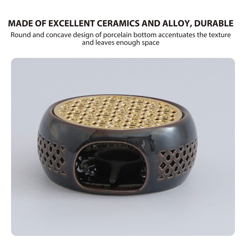 Bronze Brown Tea Light Teapot Warmer Hollow Concave Looking Ceramic