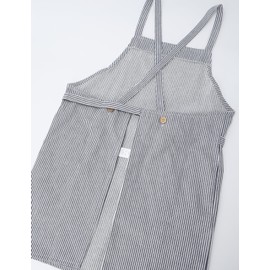 Edwin Hickory Apron with Front Ties and Side Pockets with Pen Insert, Navy, M - L, navy