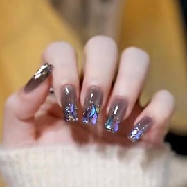 HAPVITAL Nail Tips, Long Nail Tips, Long Nail Tips, Spring and Summer Trend, Butterfly, 3D Dimensional, Easy to Apply, Reusable, Popular Design, Fake Nails, Gel Nails, Nail Seal, Hand, Nail Art, Nail