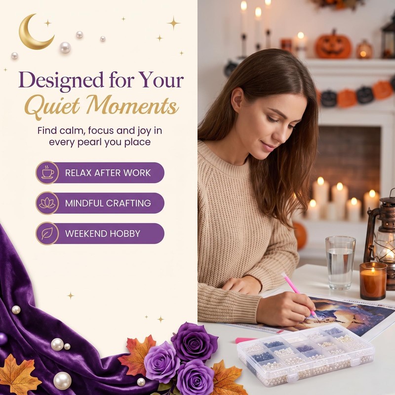Halloween Pearl Diamond Art DIY Kit,Spooky Pearl Diamond Painting Craft
