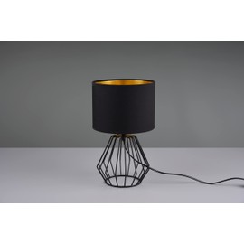 Reality Leuchten RL LIVE YOUR LIGHT Chuck R50931002 Table Lamp Metal Black Matt Fabric Shade Black Exclusive 1x E14
