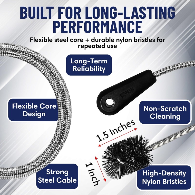22" Long Sink Drain Cleaning Brush by FryOilSaver Co., Clog