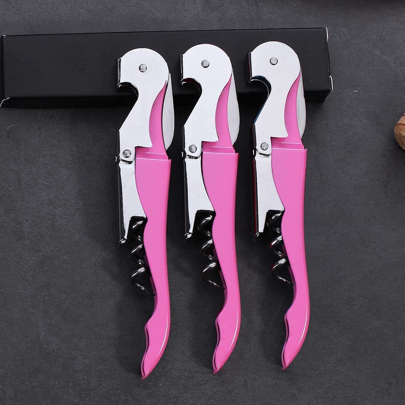 3 Packs Drincarier Pink Wine Key, Professional Waiter Corkscrews, Corkscrews