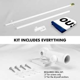 UD_G128 Combo Pack: 6 Feet Tangle Free Spinning Flagpole (White) Open House Flag 3x5 ft Printed 150D Brass Grommets (Flag Includ