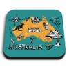 1x Square MDF Magnet 5cm - Map Australia Travel Attractions