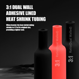 HOLED 1/8" 3:1 Heat Shrink Tubing Roll, Dual Wall Adhesive Lined Wire Heat Shrink Tube Insulation Sealing Waterproof Oil-Proof Anti-Friction (Orange, 16.4ft)