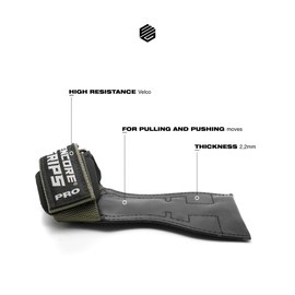 Encore Grips® Lifting Straps for Strength Training, Fitness, Bodybuilding, Weight Lifting, Weight Training, with Wrist Hand Brace, Weights Training Gloves, Grips Gym Equipment (Army Green, L)