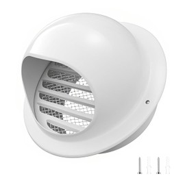 4" Vent Round Cover, Stainless Steel Wall Round Vent Hole Ventilating Cover, Air Ventilation and Exhaust Wall Vent Outlet Hood, HVAC Ducting Vent Cover (White 1Pcs 4inch)