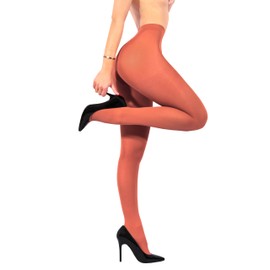 sofsy Velma Costume Tights – Italian 40 Den Opaque Burnt Orange Pantyhose for Women | High-Waist Nylons, Cosplay Ready – Small